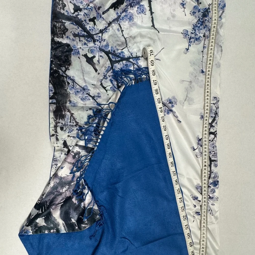 Oriental Floral/Plum Blossom Print With Frindges‎ Edges Scarf - 68